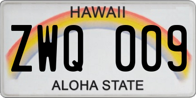 HI license plate ZWQ009