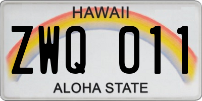 HI license plate ZWQ011