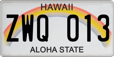 HI license plate ZWQ013