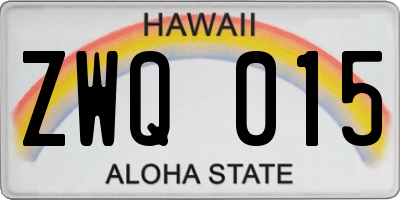 HI license plate ZWQ015