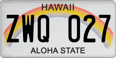 HI license plate ZWQ027