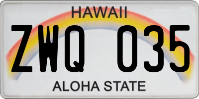 HI license plate ZWQ035