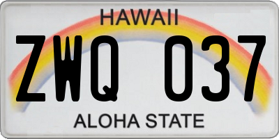 HI license plate ZWQ037