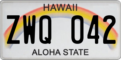 HI license plate ZWQ042