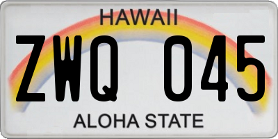 HI license plate ZWQ045