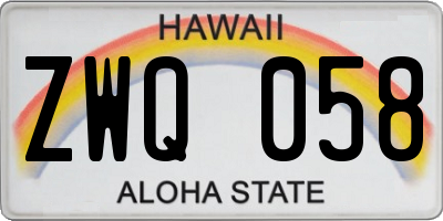 HI license plate ZWQ058