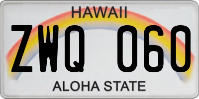 HI license plate ZWQ060