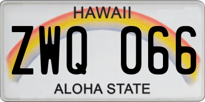 HI license plate ZWQ066
