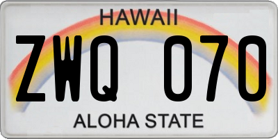 HI license plate ZWQ070