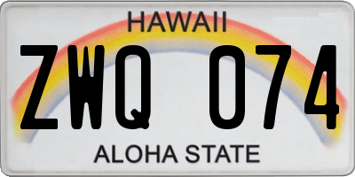 HI license plate ZWQ074