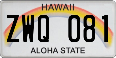 HI license plate ZWQ081