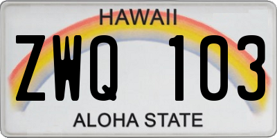 HI license plate ZWQ103