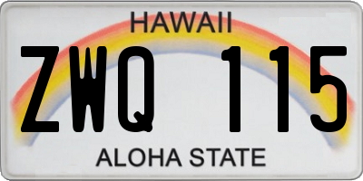 HI license plate ZWQ115