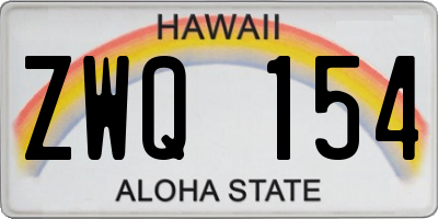HI license plate ZWQ154