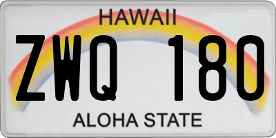 HI license plate ZWQ180