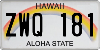 HI license plate ZWQ181