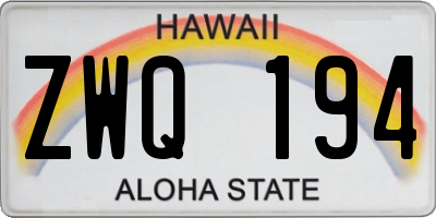 HI license plate ZWQ194