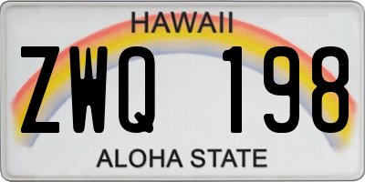 HI license plate ZWQ198