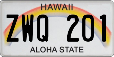 HI license plate ZWQ201