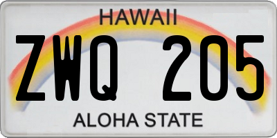 HI license plate ZWQ205