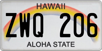 HI license plate ZWQ206