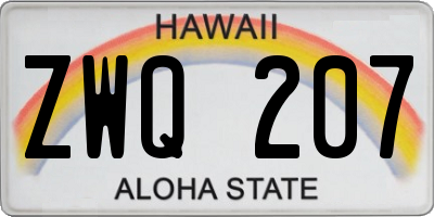 HI license plate ZWQ207