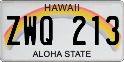 HI license plate ZWQ213