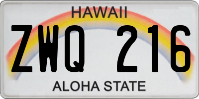 HI license plate ZWQ216
