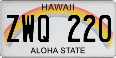 HI license plate ZWQ220