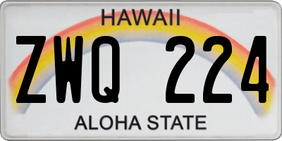 HI license plate ZWQ224