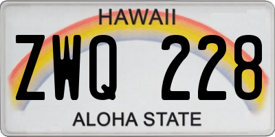 HI license plate ZWQ228