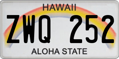 HI license plate ZWQ252