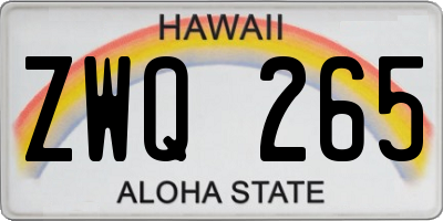 HI license plate ZWQ265