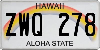 HI license plate ZWQ278
