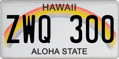 HI license plate ZWQ300