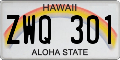 HI license plate ZWQ301