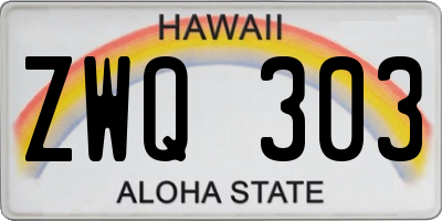 HI license plate ZWQ303