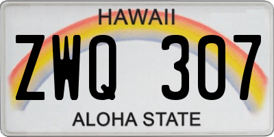 HI license plate ZWQ307