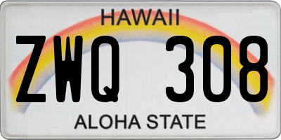 HI license plate ZWQ308