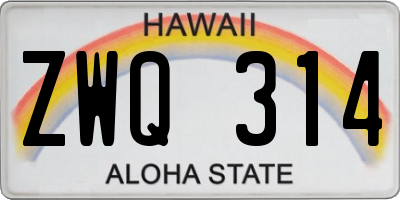 HI license plate ZWQ314
