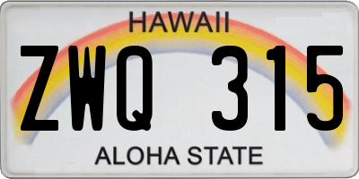 HI license plate ZWQ315