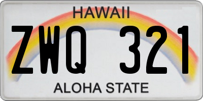 HI license plate ZWQ321