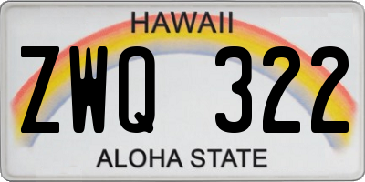 HI license plate ZWQ322