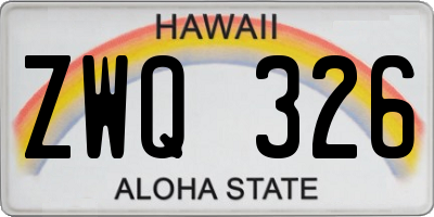 HI license plate ZWQ326