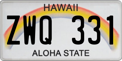 HI license plate ZWQ331
