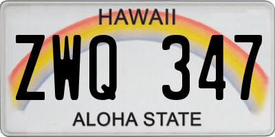 HI license plate ZWQ347