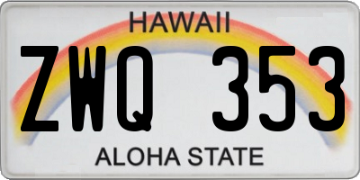 HI license plate ZWQ353