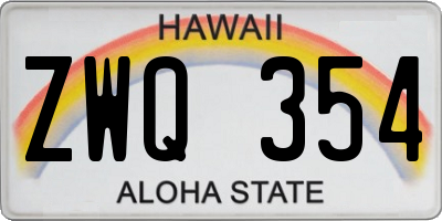 HI license plate ZWQ354