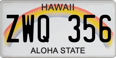 HI license plate ZWQ356
