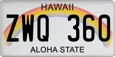 HI license plate ZWQ360